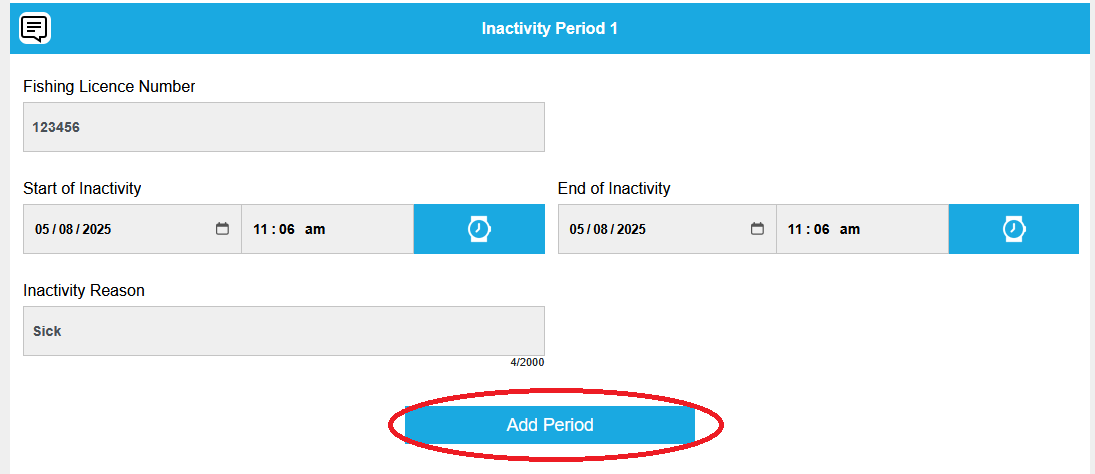 Add inactive period