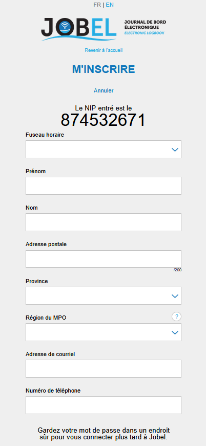 Inscription étape 3